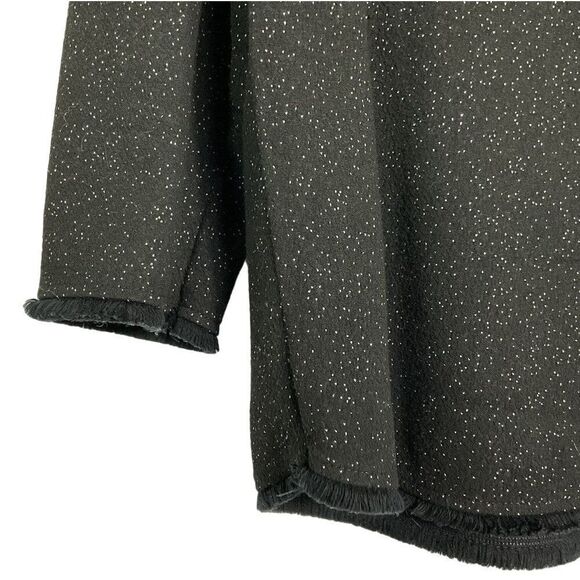 W5 Black Print Long Sleeve Top, Manufacturer Frayed Sleeves and Hem, Women's XL - Picture 4 of 10